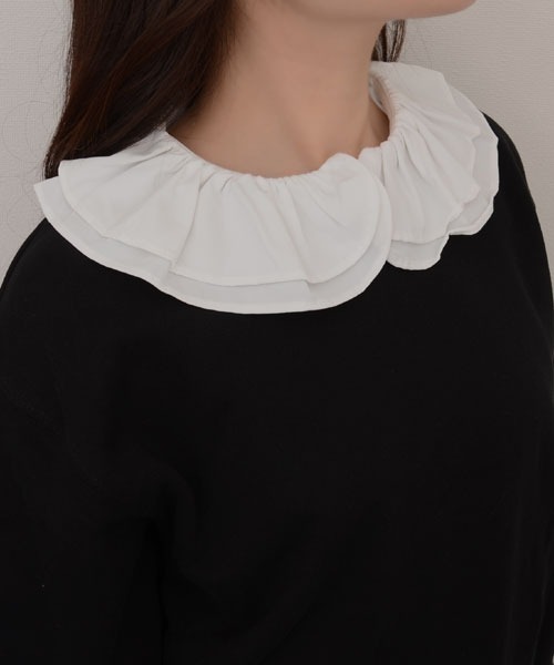 TONE SELECT GOODS（トーンセレクトグッズ）の「【resonance】フリルデザイン つけ襟/フェイクシャツ【マルチウェイ】（付け襟・レディース・ホワイト・FREE）」の4枚目の写真