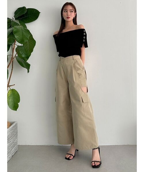 dazzlin（ダズリン）の「クロップドオフショルニットプルオーバー（ニット/セーター・レディース・オフホワイト/グレー/ブラック/ピンク/オレンジ・FREE）」の17枚目の写真