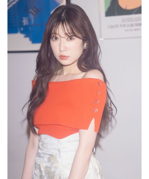 dazzlin（ダズリン）の「クロップドオフショルニットプルオーバー（ニット/セーター・レディース・オフホワイト/グレー/ブラック/ピンク/オレンジ・FREE）」の18枚目の写真