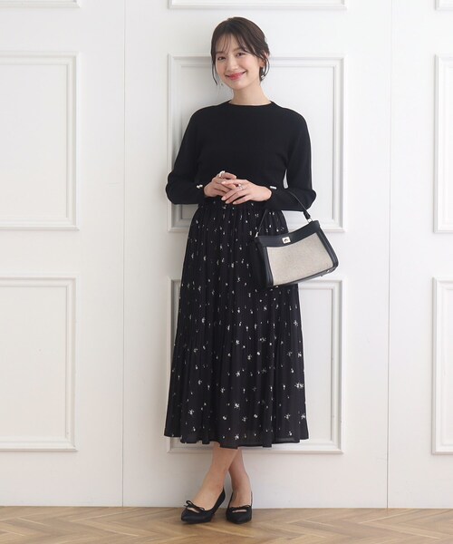 couture brooch（クチュールブローチ）の「◆花柄プリーツスカート（スカート・レディース・ブラック系/ベージュ系その他4/アイボリー系・36/38/40/42）」の7枚目の写真