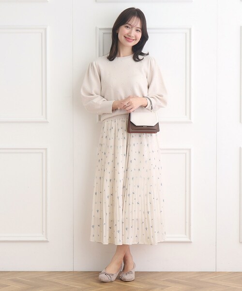 couture brooch（クチュールブローチ）の「◆花柄プリーツスカート（スカート・レディース・ブラック系/ベージュ系その他4/アイボリー系・36/38/40/42）」の21枚目の写真