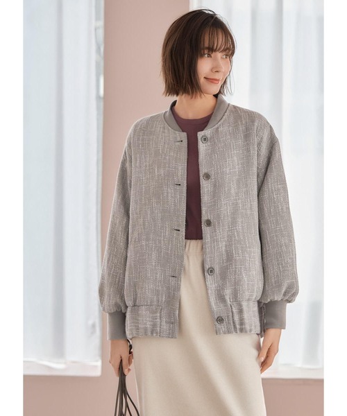 STYLE DELI(スタイルデリ)の「【LUXE】サマーツイードブルゾン(ブルゾン・レディース・グレー系その他2/ブラック/グレー系その他・FREE)」の2枚目の写真