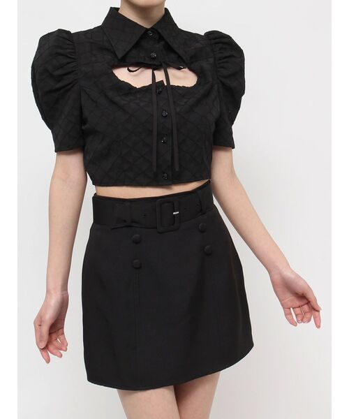 EATMEデコルテトップス EATME（イートミー）の「デコルテショートスリーブリブTOP（T
