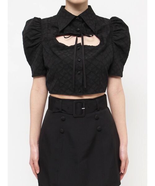 EATME（イートミー）の「ギャザーデコルテブラウス（シャツ/ブラウス・レディース・ブラック/オフホワイト・FREE）」の8枚目の写真