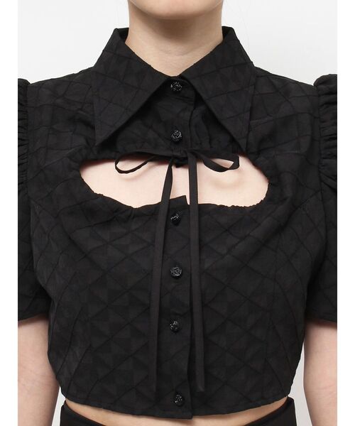 EATME（イートミー）の「ギャザーデコルテブラウス（シャツ/ブラウス・レディース・ブラック/オフホワイト・FREE）」の11枚目の写真