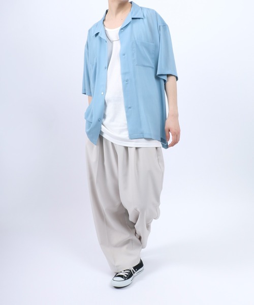 ANPAS（アンパス）の「Willow Fabric Open Collar Shirt/楊柳 オープンカラーシャツ メンズ レディース（シャツ/ブラウス・メンズ・ライトグリーン/ホワイト/サックスブルー/ブラック・LL/L/M）」の7枚目の写真