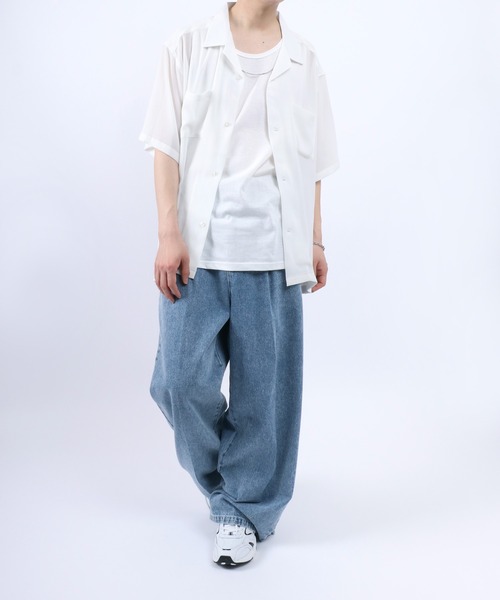 ANPAS（アンパス）の「Willow Fabric Open Collar Shirt/楊柳 オープンカラーシャツ メンズ レディース（シャツ/ブラウス・メンズ・ライトグリーン/ホワイト/サックスブルー/ブラック・LL/L/M）」の5枚目の写真