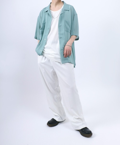 ANPAS（アンパス）の「Willow Fabric Open Collar Shirt/楊柳 オープンカラーシャツ メンズ レディース（シャツ/ブラウス・メンズ・ライトグリーン/ホワイト/サックスブルー/ブラック・LL/L/M）」の6枚目の写真