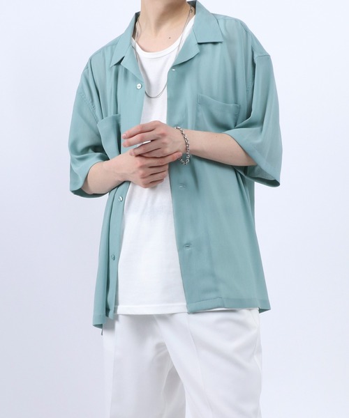 ANPAS（アンパス）の「Willow Fabric Open Collar Shirt/楊柳 オープンカラーシャツ メンズ レディース（シャツ/ブラウス・メンズ・ライトグリーン/ホワイト/サックスブルー/ブラック・LL/L/M）」の14枚目の写真