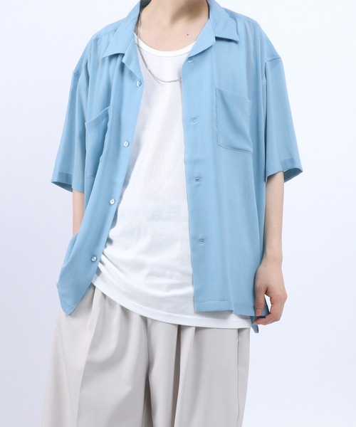 ANPAS（アンパス）の「Willow Fabric Open Collar Shirt/楊柳 オープンカラーシャツ メンズ レディース（シャツ/ブラウス・メンズ・ライトグリーン/ホワイト/サックスブルー/ブラック・LL/L/M）」の13枚目の写真