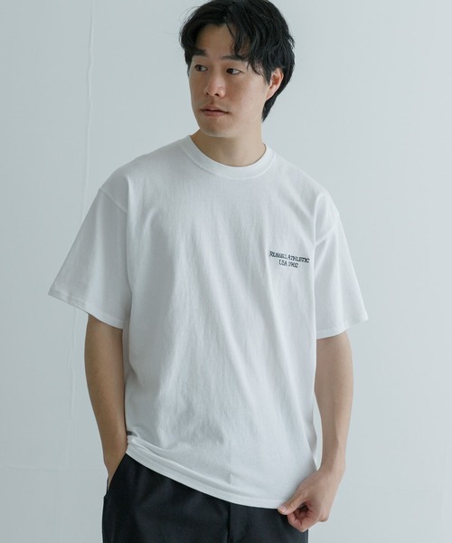 Russell Athletic（ラッセルアスレティック）の「『別注』RUSSELLATHLETIC×UR　SHORT-SLEEVE T-SHIRTS（Tシャツ/カットソー・メンズ・ホワイト系その他/ホワイト/ブラック系その他/ブラック・MEDIUM/LARGE）」の5枚目の写真