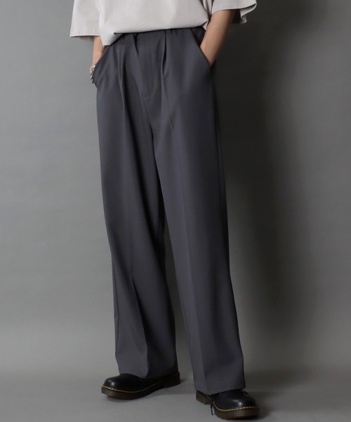 セール】1Tuck Drape Semi Wide Straight Pants/1タック