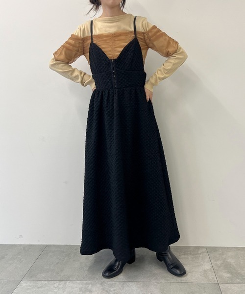 週末セール アンミヌ unminou ふくれジャガードコート ブラック 新品