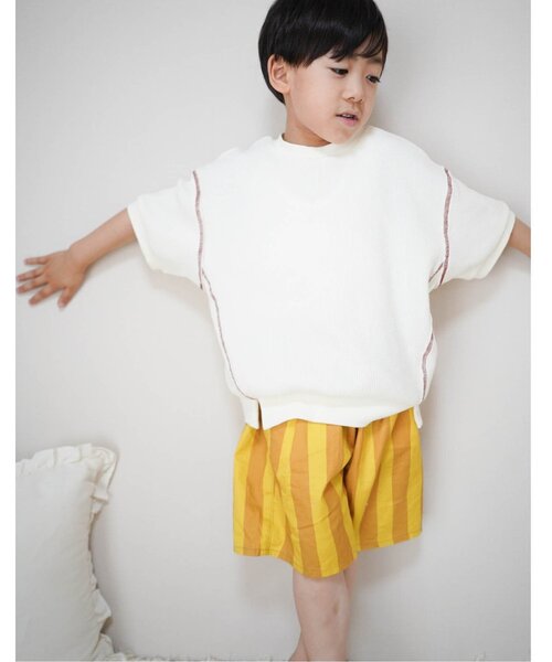 BREEZE（ブリーズ）の「WEB限定 ワッフルTシャツ（Tシャツ/カットソー・キッズ・レッド/ブラック/オフホワイト・80/90/100/110/120/130/140）」の6枚目の写真