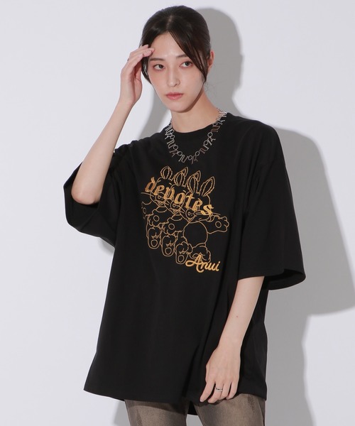 Anui(アニュイ)の「【UNISEX/2サイズ展開】ヤンキーラビットTシャツ(Tシャツ/カットソー・レディース・チャコールグレー/オフホワイト/ピンク/ブラック・MEDIUM/LARGE)」の7枚目の写真