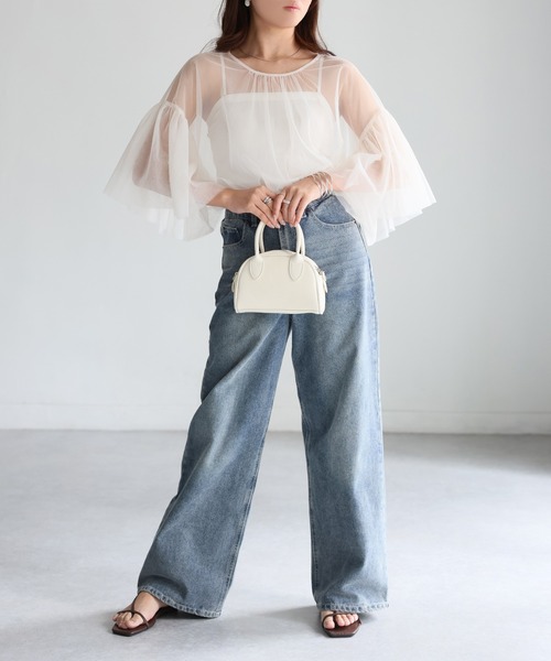Riberry（リベリー）の「フレアスリーブチュールシアーブラウス（シャツ/ブラウス・レディース・ブラック/アイボリー・MEDIUM）」の18枚目の写真