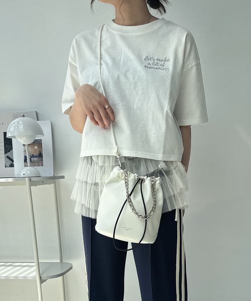 AS KNOW AS plus（アズノゥアズプラス）の「◎チェーン2WAY巾着バッグ（ショルダーバッグ・レディース・ブラック系/アイボリー/シルバー/ブラック・FREE）」の17枚目の写真