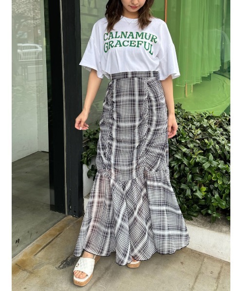 CALNAMUR（カルナムール）の「チェックギャザードマーメイドスカート（スカート・レディース・イエロー/ベージュ/ブラック・FREE）」の20枚目の写真