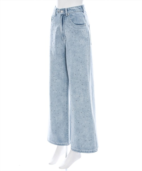 セール】【低身長サイズ有】ラインストーン付きヴィンテージワイド