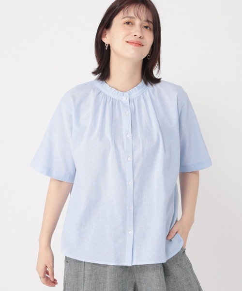 studio CLIP(スタディオクリップ)の「シングルガーゼ襟フリルブラウス(シャツ/ブラウス・レディース・オフホワイト/ブラック/ライトブルー/その他1/その他2/その他3・LARGE/MEDIUM)」の3枚目の写真