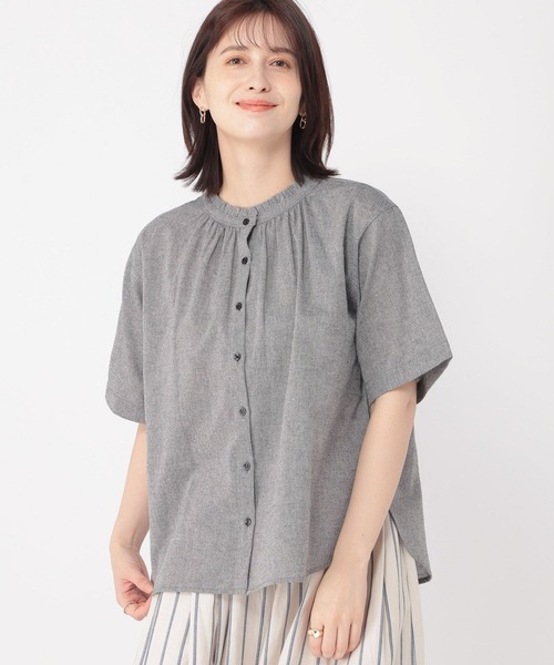 セール】シングルガーゼ襟フリルブラウス（シャツ/ブラウス