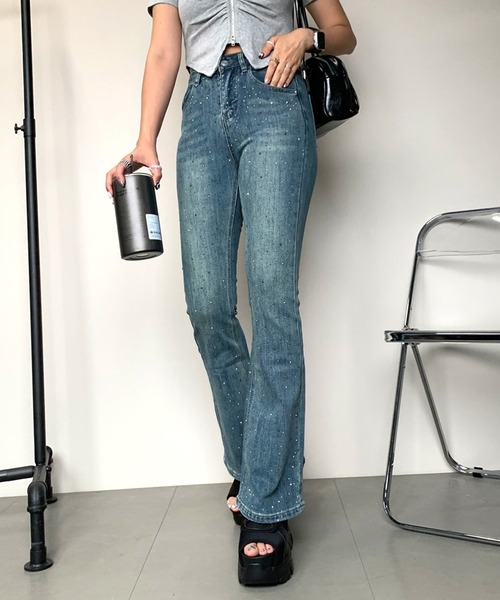 セール】ストーンフレアデニムパンツ（デニムパンツ）｜non-hedge  