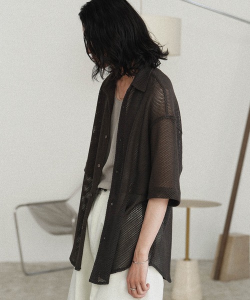 WYM LIDNM(ウィム バイ リドム)の「MESH H/S SHIRT(シャツ/ブラウス・メンズ・チャコール/アッシュブラウン/グレー系・S/M/L)」の17枚目の写真