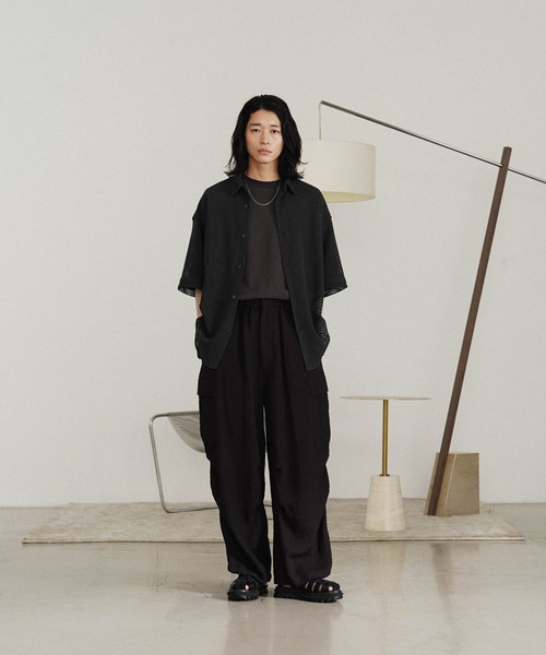 WYM LIDNM(ウィム バイ リドム)の「MESH H/S SHIRT(シャツ/ブラウス・メンズ・チャコール/アッシュブラウン/グレー系・S/M/L)」の7枚目の写真