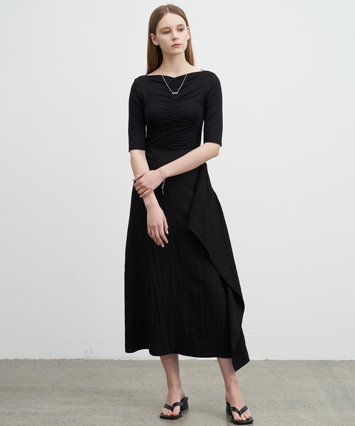 ELOOPS(イーループス)の「【ELOOPS】サイドフリルドレープスカート(スカート・レディース・アイボリー/ブラック・L/M/S)」の14枚目の写真