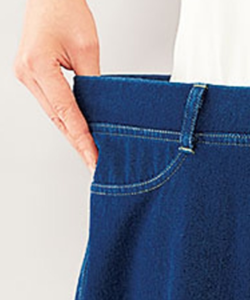 BELLUNA PLUS(ベルーナ)の「ラクラク!ひんやりニットデニムパンツ68(デニムパンツ・レディース・インディゴブルー/ブルー/オフホワイト/ブラック・SMALL/MEDIUM/LARGE/X-LARGE)」の16枚目の写真