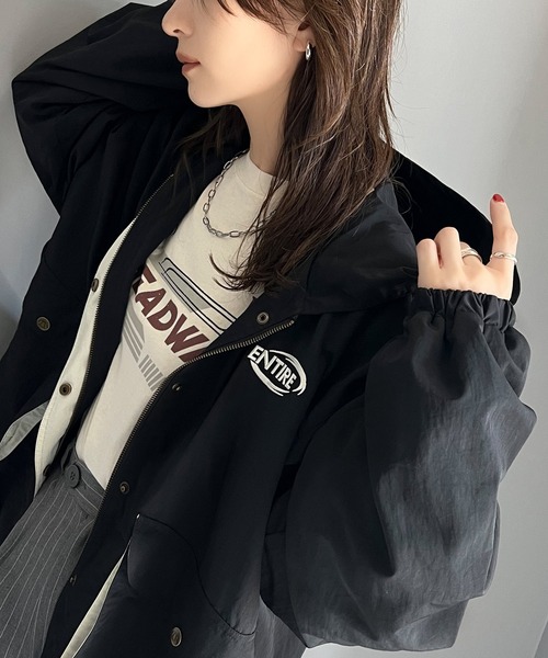 ご依頼アイテム❗️HYSCIRCLE GIRLフーデッドブルゾンS セール】メンズライクなのに可愛く決まる。裏フリース胸刺繍配色