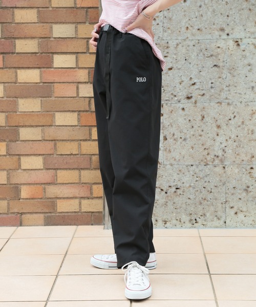 POLO BCS（ポロ ビーシーエス）の「【POLO BCS】ハイカウント　セミバギーパンツ ポロ刺繍　ウエストゴム（スウェットパンツ・レディース・ブラック/オリーブ・S/M/L/XL/XS）」の4枚目の写真