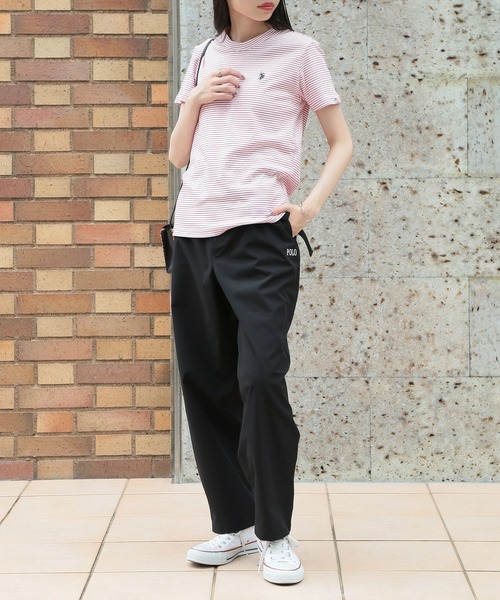 POLO BCS（ポロ ビーシーエス）の「【POLO BCS】ハイカウント　セミバギーパンツ ポロ刺繍　ウエストゴム（スウェットパンツ・レディース・ブラック/オリーブ・S/M/L/XL/XS）」の3枚目の写真