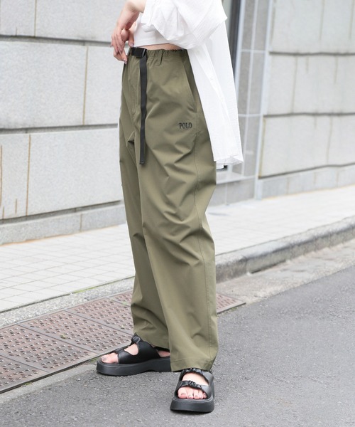 POLO BCS（ポロ ビーシーエス）の「【POLO BCS】ハイカウント　セミバギーパンツ ポロ刺繍　ウエストゴム（スウェットパンツ・レディース・ブラック/オリーブ・S/M/L/XL/XS）」の6枚目の写真