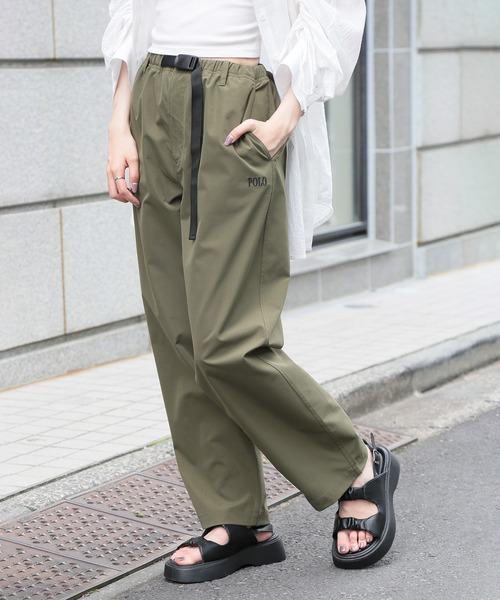 POLO BCS（ポロ ビーシーエス）の「【POLO BCS】ハイカウント　セミバギーパンツ ポロ刺繍　ウエストゴム（スウェットパンツ・レディース・ブラック/オリーブ・S/M/L/XL/XS）」の7枚目の写真