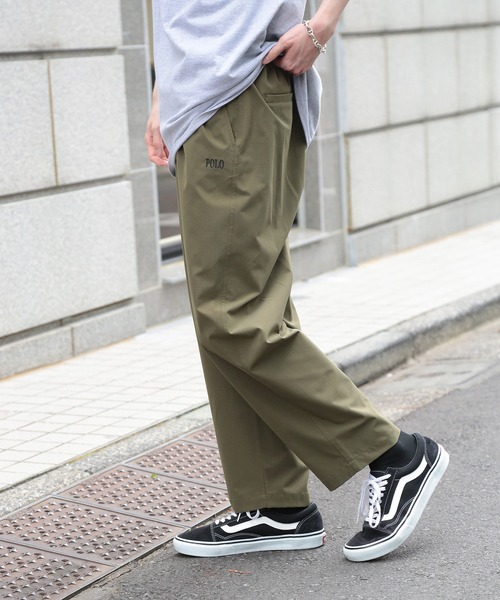 POLO BCS（ポロ ビーシーエス）の「【POLO BCS】ハイカウント　セミバギーパンツ ポロ刺繍　ウエストゴム（スウェットパンツ・レディース・ブラック/オリーブ・S/M/L/XL/XS）」の13枚目の写真