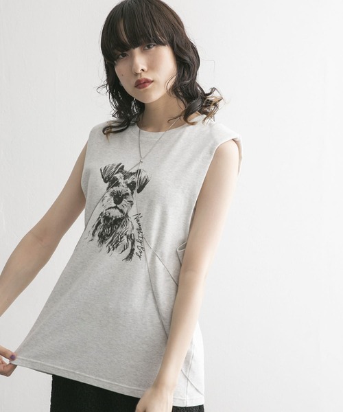 カットソー(半袖/袖なし) KBF - KBF セール】ノースリーブプリントカットソー（Tシャツ/カットソー