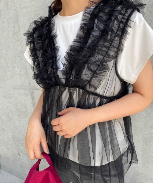 セール】フリルチュールキャミセットトップス《洗濯機で洗える  