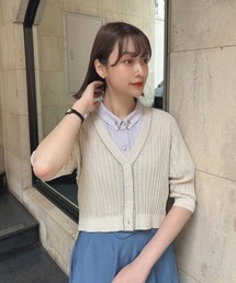 an another angelus | 配色ステッチ透かし編みニットカーディガン(カーディガン/ボレロ)