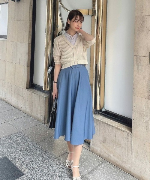 an another angelus（アンアナザーアンジェラス）の「配色ステッチ透かし編みニットカーディガン/ananotherangelus（カーディガン/ボレロ・レディース・アイボリー/ネイビー/ラベンダー・FREE）」の5枚目の写真