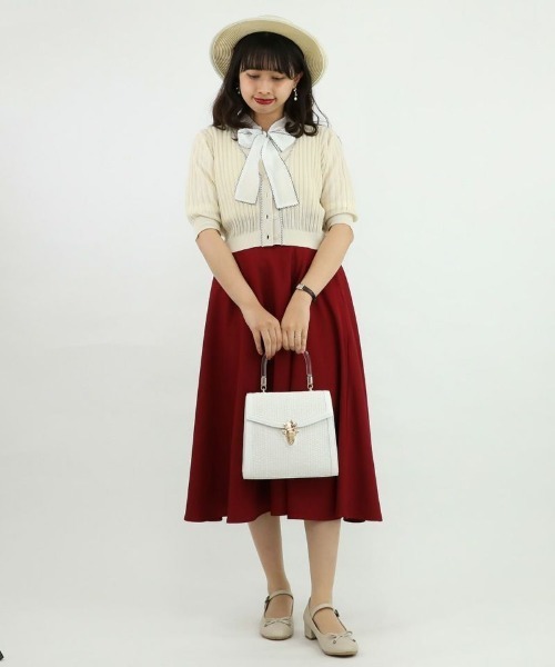 an another angelus（アンアナザーアンジェラス）の「配色ステッチ透かし編みニットカーディガン/ananotherangelus（カーディガン/ボレロ・レディース・アイボリー/ネイビー/ラベンダー・FREE）」の9枚目の写真