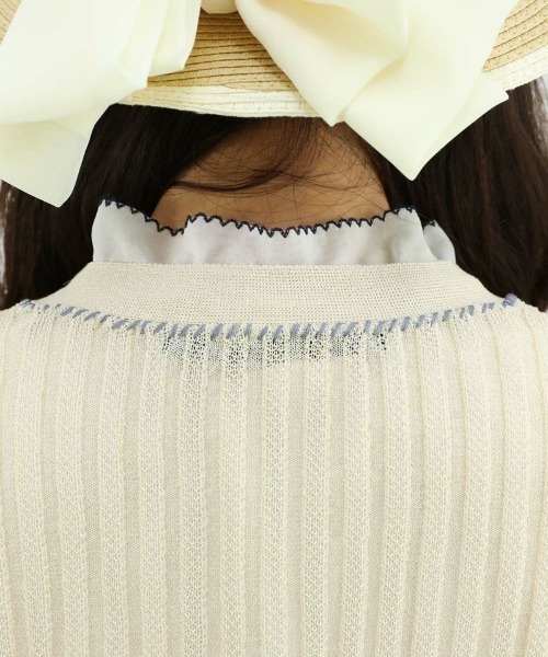 an another angelus（アンアナザーアンジェラス）の「配色ステッチ透かし編みニットカーディガン/ananotherangelus（カーディガン/ボレロ・レディース・アイボリー/ネイビー/ラベンダー・FREE）」の13枚目の写真