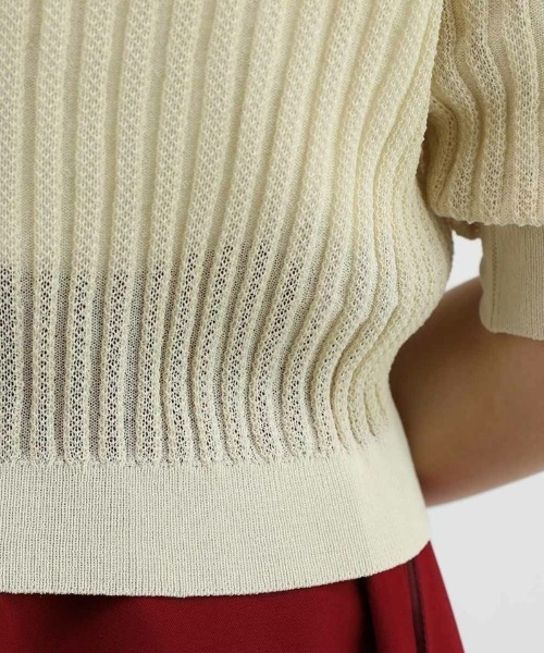 an another angelus（アンアナザーアンジェラス）の「配色ステッチ透かし編みニットカーディガン/ananotherangelus（カーディガン/ボレロ・レディース・アイボリー/ネイビー/ラベンダー・FREE）」の14枚目の写真
