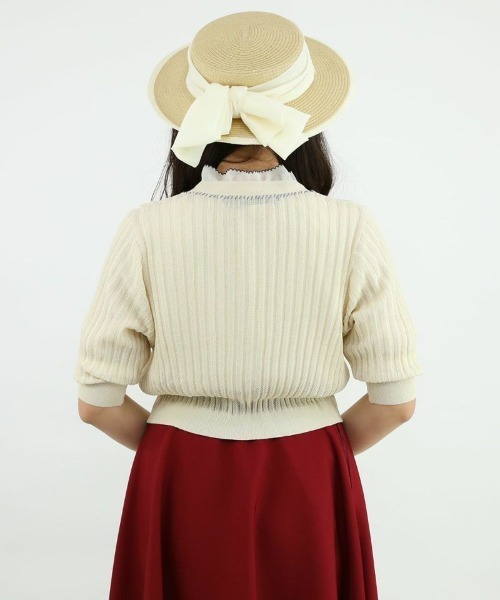 an another angelus（アンアナザーアンジェラス）の「配色ステッチ透かし編みニットカーディガン/ananotherangelus（カーディガン/ボレロ・レディース・アイボリー/ネイビー/ラベンダー・FREE）」の15枚目の写真