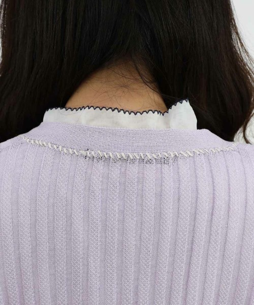 an another angelus（アンアナザーアンジェラス）の「配色ステッチ透かし編みニットカーディガン/ananotherangelus（カーディガン/ボレロ・レディース・アイボリー/ネイビー/ラベンダー・FREE）」の21枚目の写真