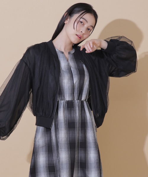 JILL by JILL STUART(ジルバイジルスチュアート)の「◇シアーチュールブルゾン(ブルゾン・レディース・ホワイト/ブラック・FREE)」の3枚目の写真