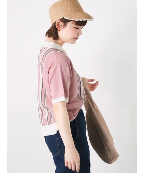 ehka sopo（エヘカソポ）の「ストライプジップニットポロ（ニット/セーター・レディース・グリーン/ピンク/オフホワイト/ブルー・F）」の8枚目の写真