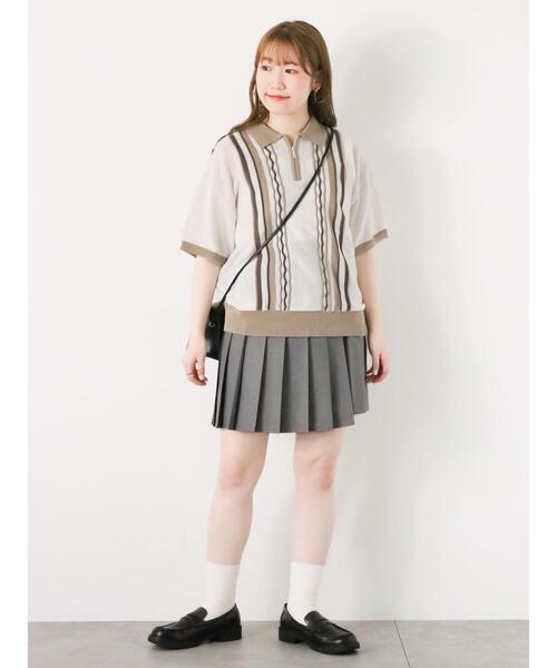 ehka sopo（エヘカソポ）の「ストライプジップニットポロ（ニット/セーター・レディース・グリーン/ピンク/オフホワイト/ブルー・F）」の11枚目の写真