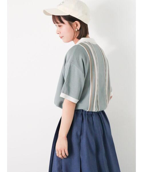 ehka sopo（エヘカソポ）の「ストライプジップニットポロ（ニット/セーター・レディース・グリーン/ピンク/オフホワイト/ブルー・F）」の19枚目の写真