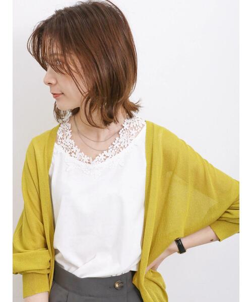 Samansa Mos2 blue（サマンサモスモスブルー）の「【接触冷感】シアートッパーカーディガン（カーディガン/ボレロ・レディース・イエロー/ブラック/グリーン/シルバーグレー・F）」の4枚目の写真